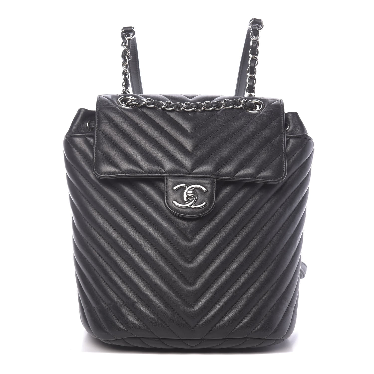 Chanel Lambskin Chevron Quilted Small Urban Spirit Backpack Black 1 of 9