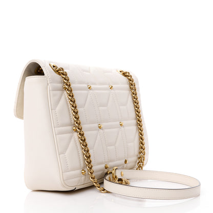 Gucci Calfskin Matelasse Studded Medium GG Marmont Shoulder Bag White 3 of 14
