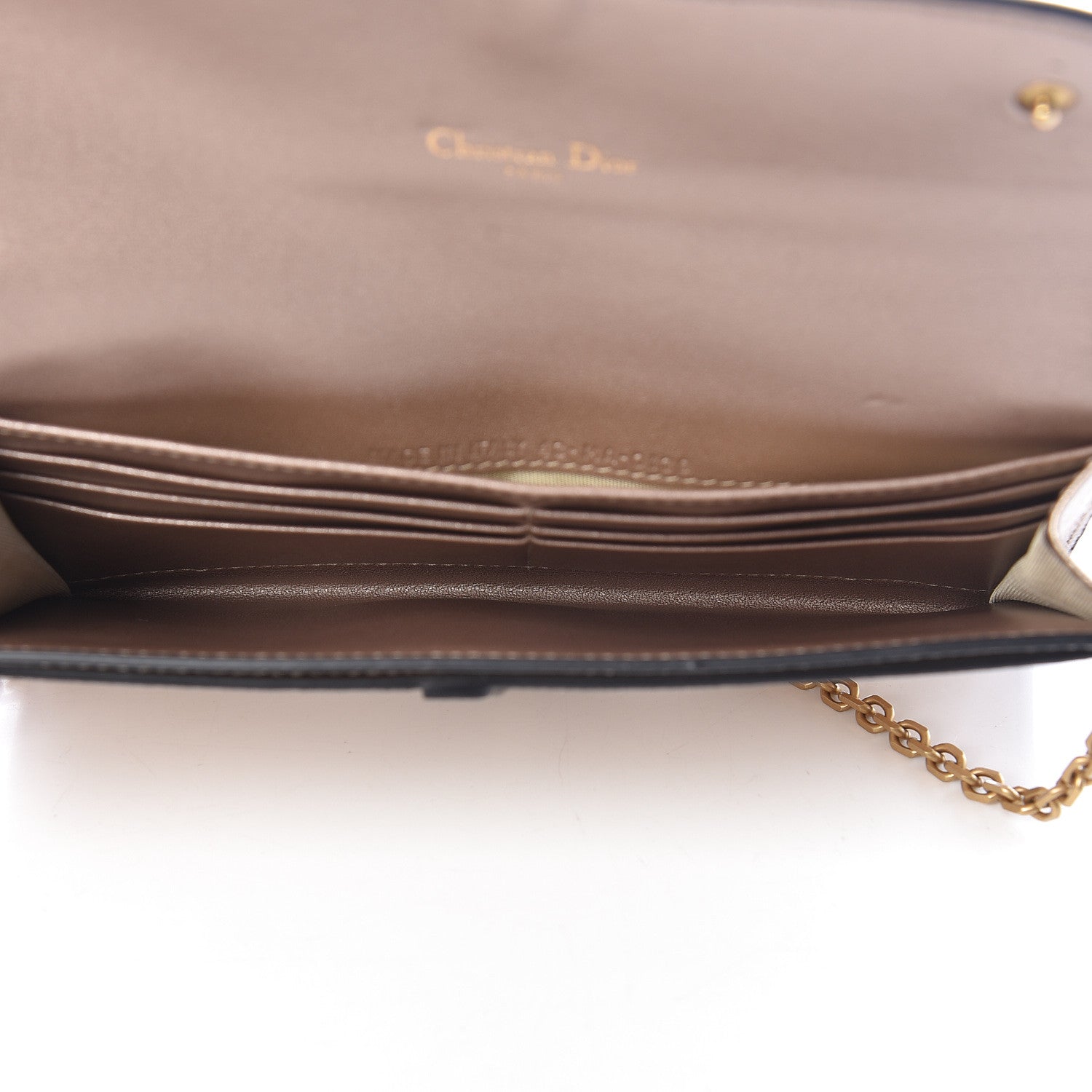 Christian Dior Metallic Calfskin Saddle Chain Wallet Gold 6 of 14