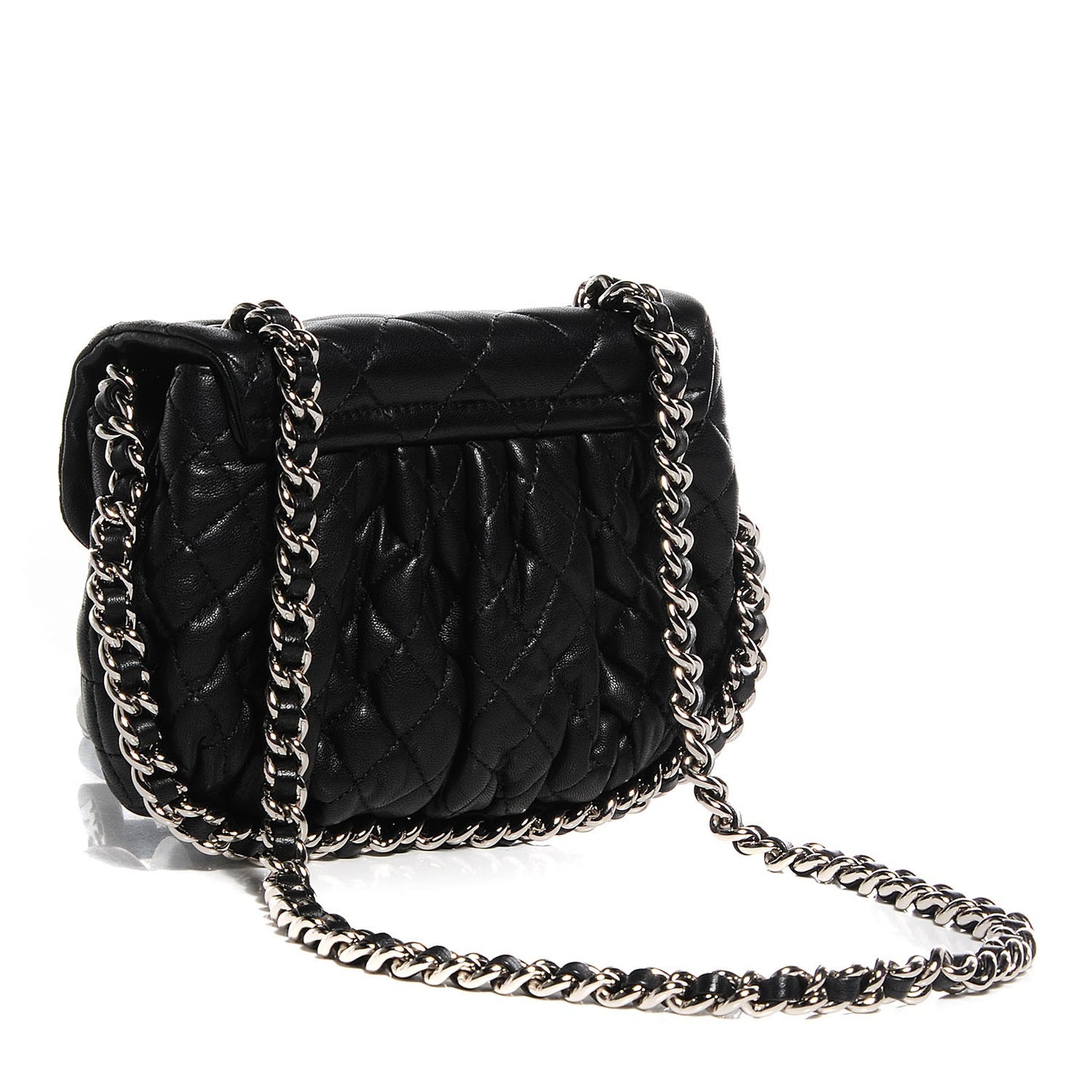 Washed Lambskin Chain Around Mini Flap Black
