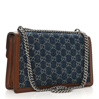 Gucci New Denim GG Monogram Dollar Calfskin Enamel Small Dionysus Shoulder Bag Blue Tea Cuir Epilog Electric Blue 3 of 9