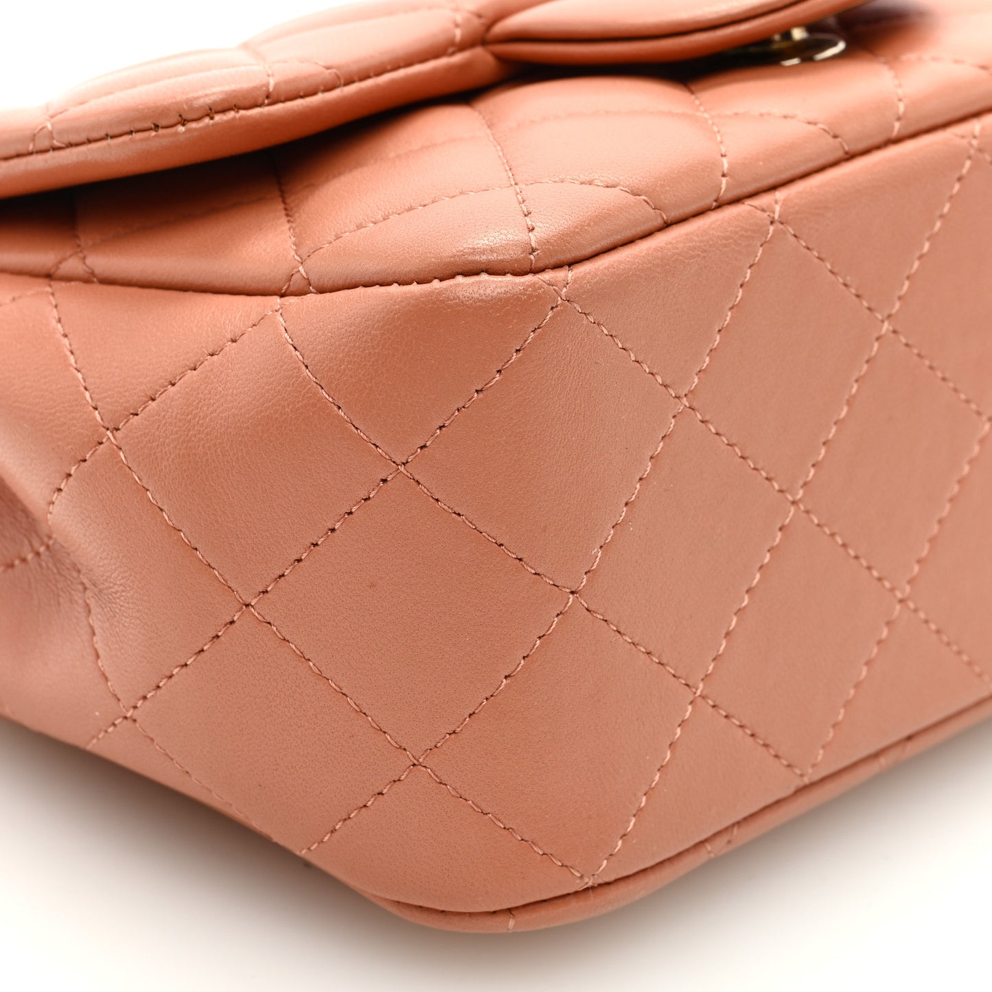 Lambskin Quilted Mini Square Flap Dark Beige