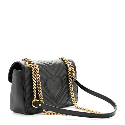 Gucci Calfskin Matelasse Small GG Marmont Shoulder Bag Black 3 of 11