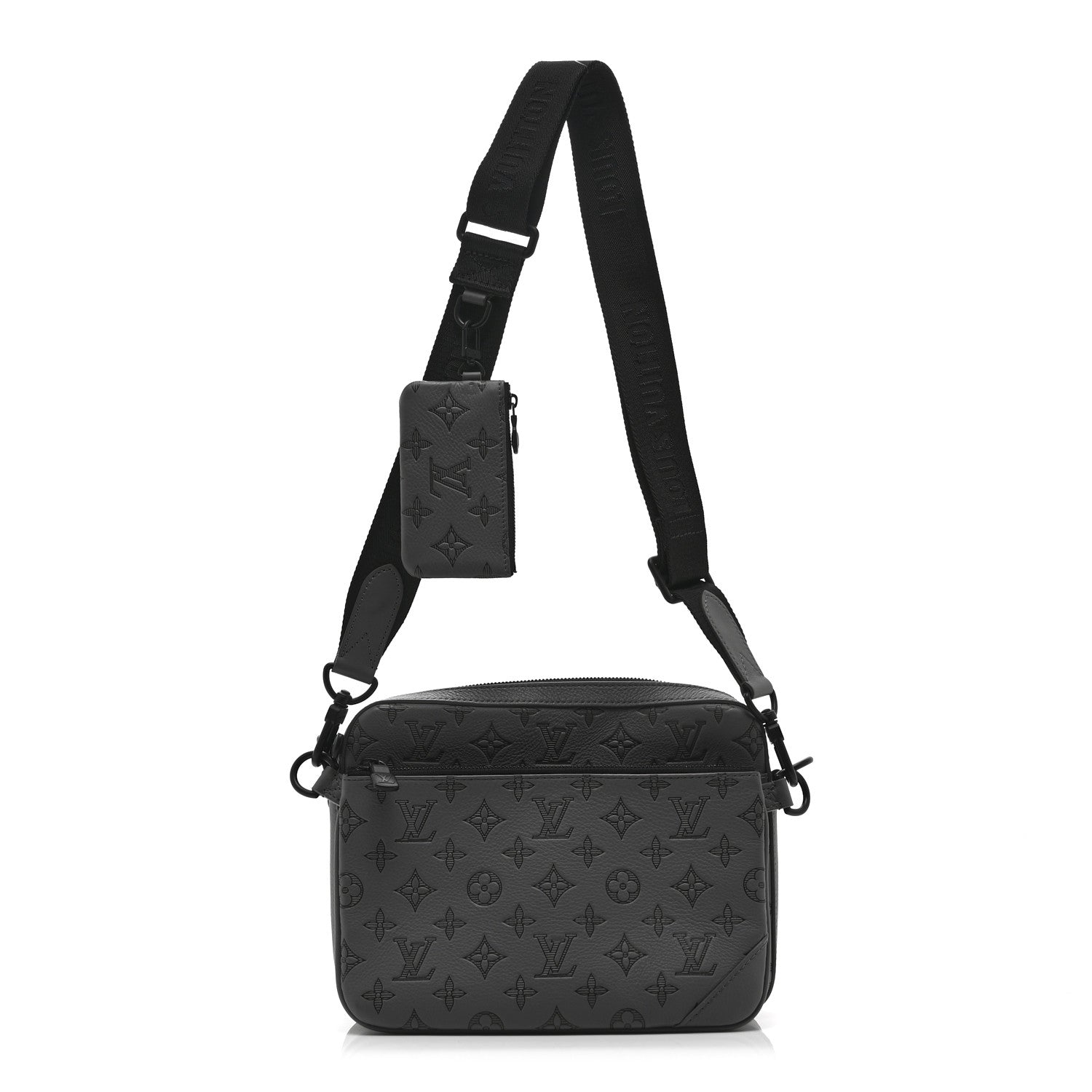 Louis Vuitton Calfskin Monogram Shadow Trio Messenger Anthracite Gray 1 of 11