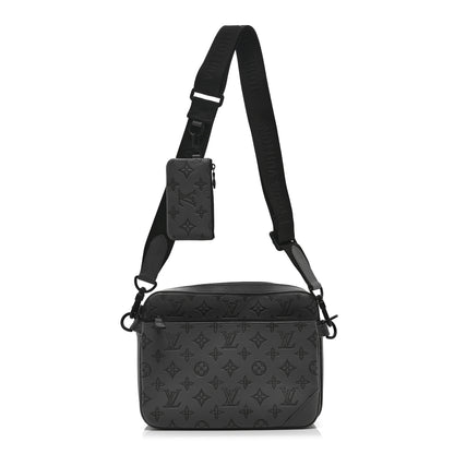 Louis Vuitton Calfskin Monogram Shadow Trio Messenger Anthracite Gray 1 of 11