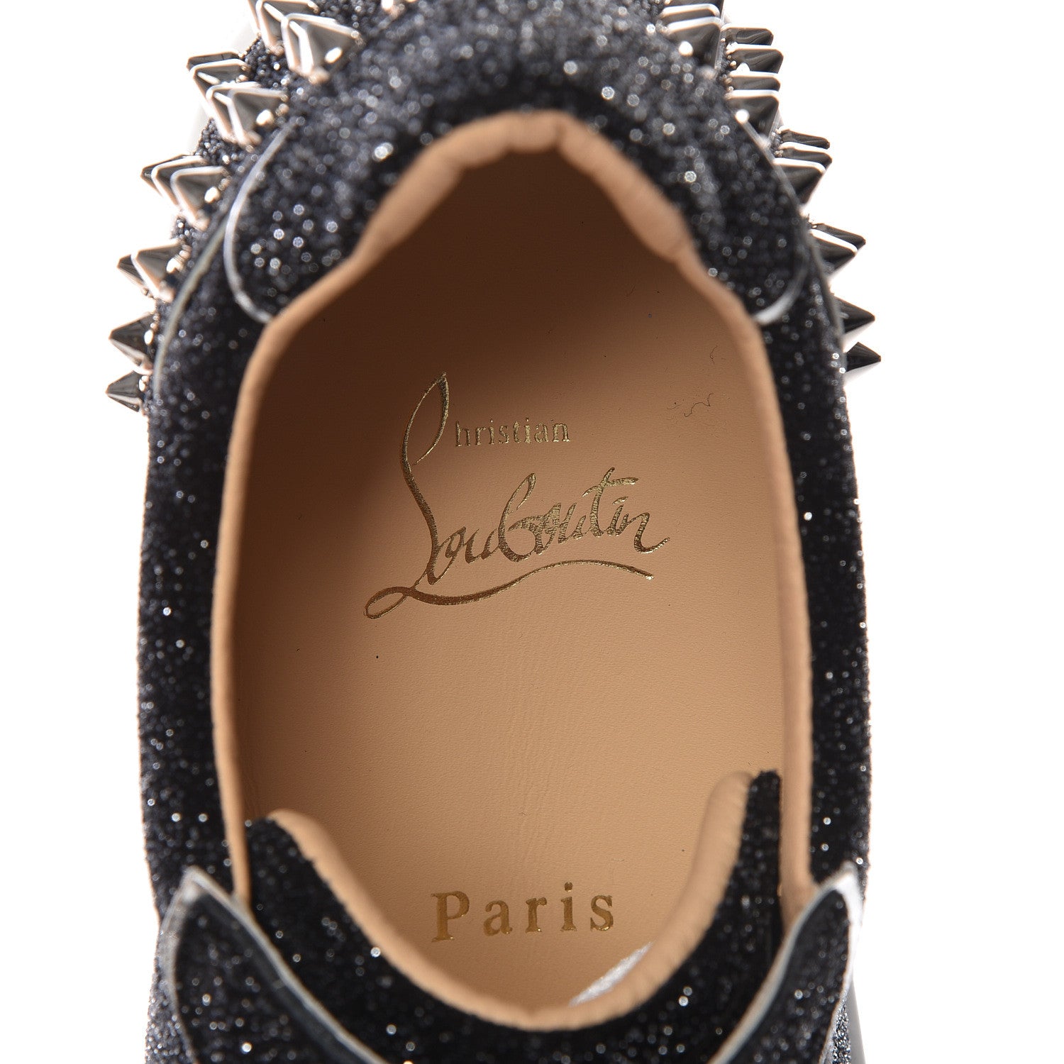 Christian Louboutin Crosta Womens Vieira Spiked Flat Comete Sneakers 39.5 Black Silver 7 of 11