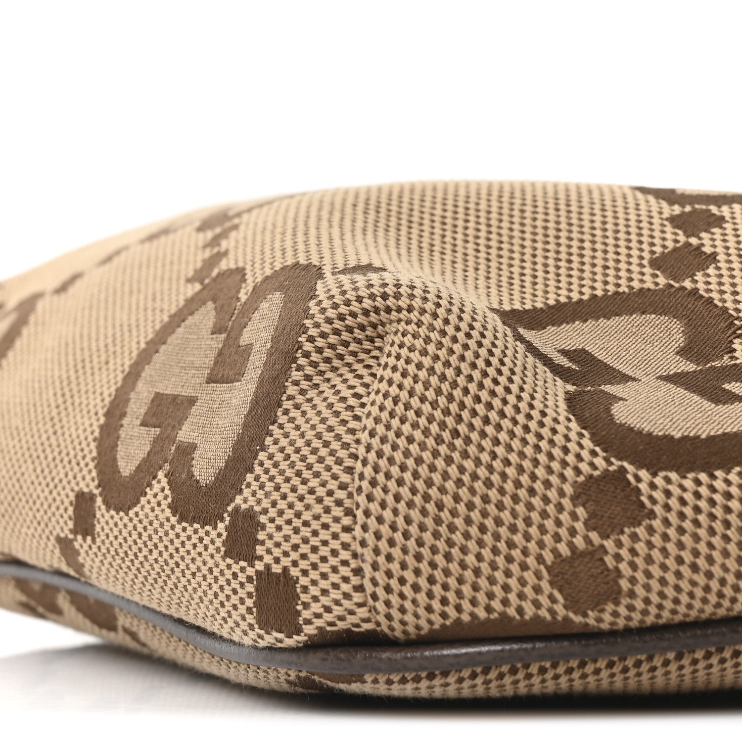 Gucci Monogram Jumbo GG Textured Dollar Calfskin Web Belt Bag Camel Ebony New Acero 10 of 10