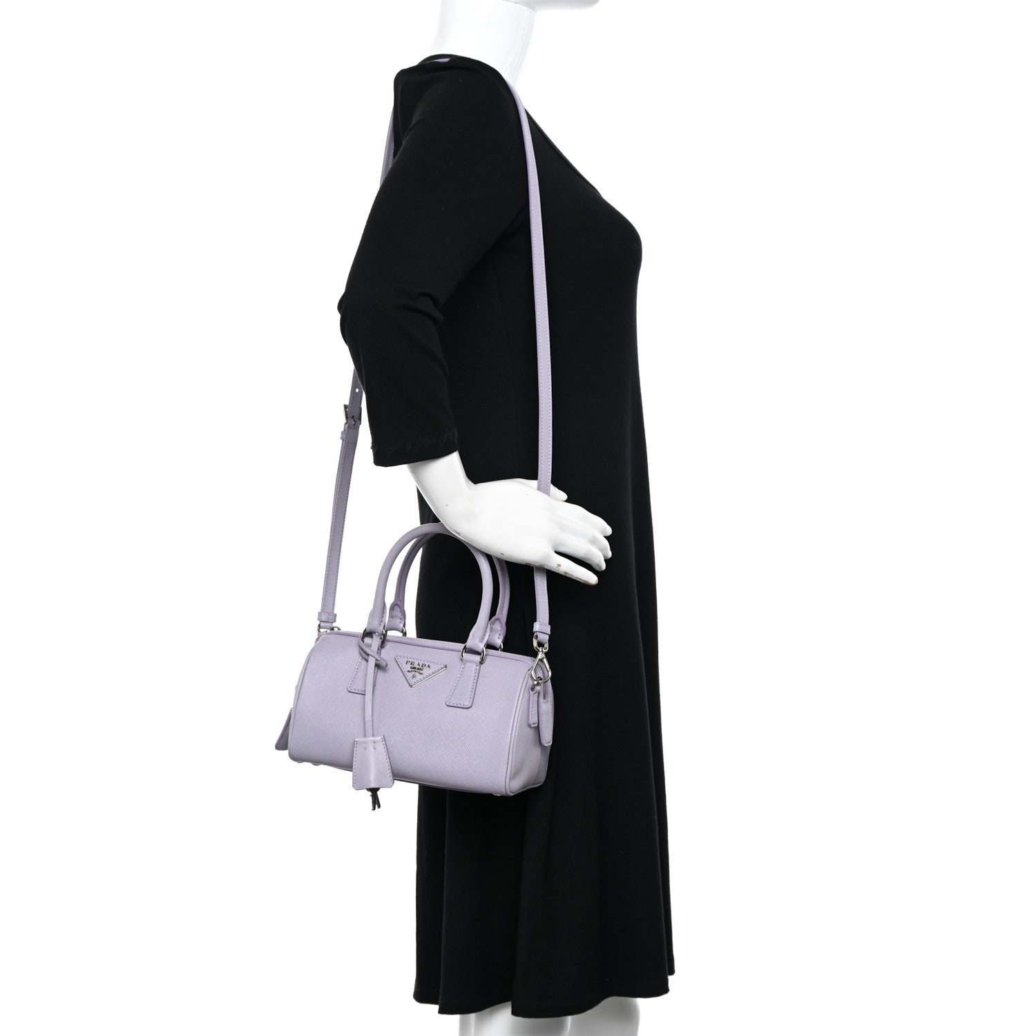 Prada Saffiano Lux Top Handle Crossbody Bag Glicine 2 of 10