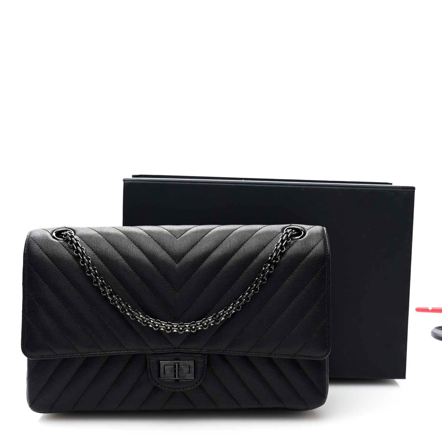 Chanel Sheepskin Chevron Quilted 2.55 Reissue 226 Flap So Black 11 of 11