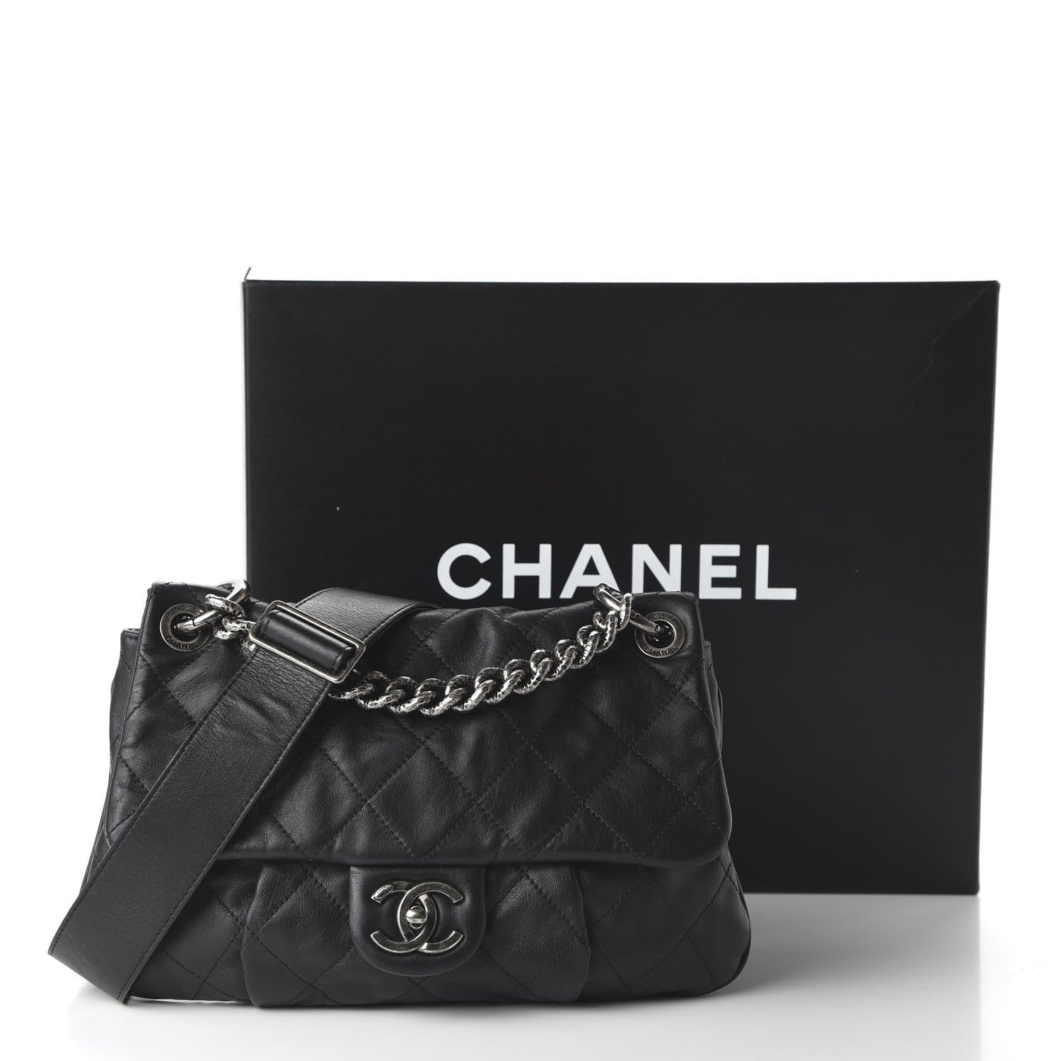 Chanel Calfskin Coco Pleats Messenger Flap Black 11 of 11