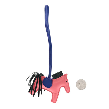 Hermes Milo Lambskin Grigri Rodeo Horse Bag Charm PM Rose Azalee Vert Cypress Bleu Electrique 2 of 4