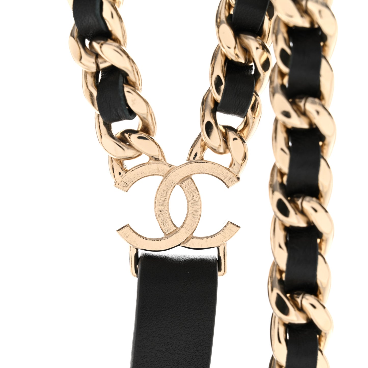 Lambskin Calfskin CC Chain Belt Suspenders 90 36 Black