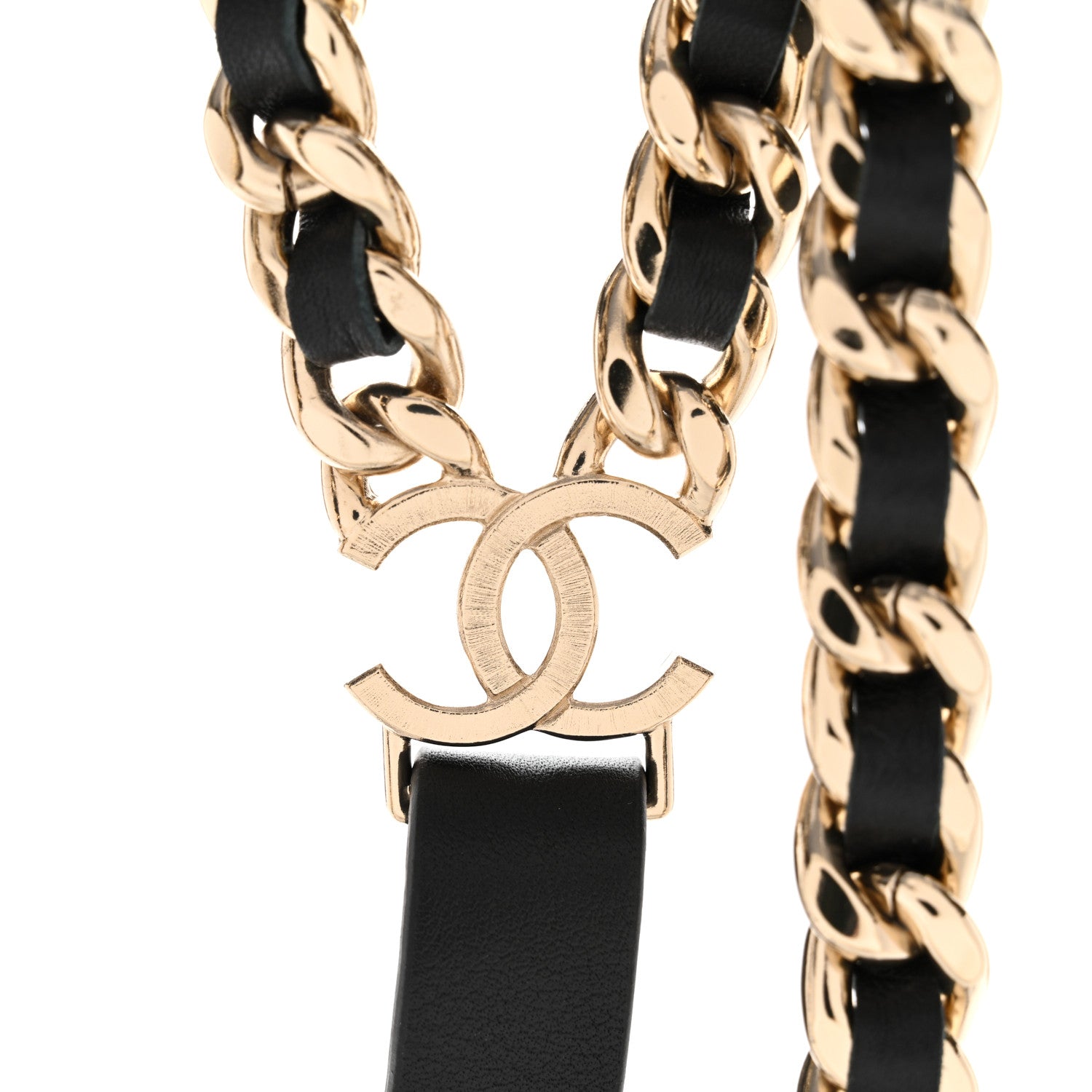 Chanel Lambskin Calfskin CC Chain Belt Suspenders 90 36 Black 4 of 9