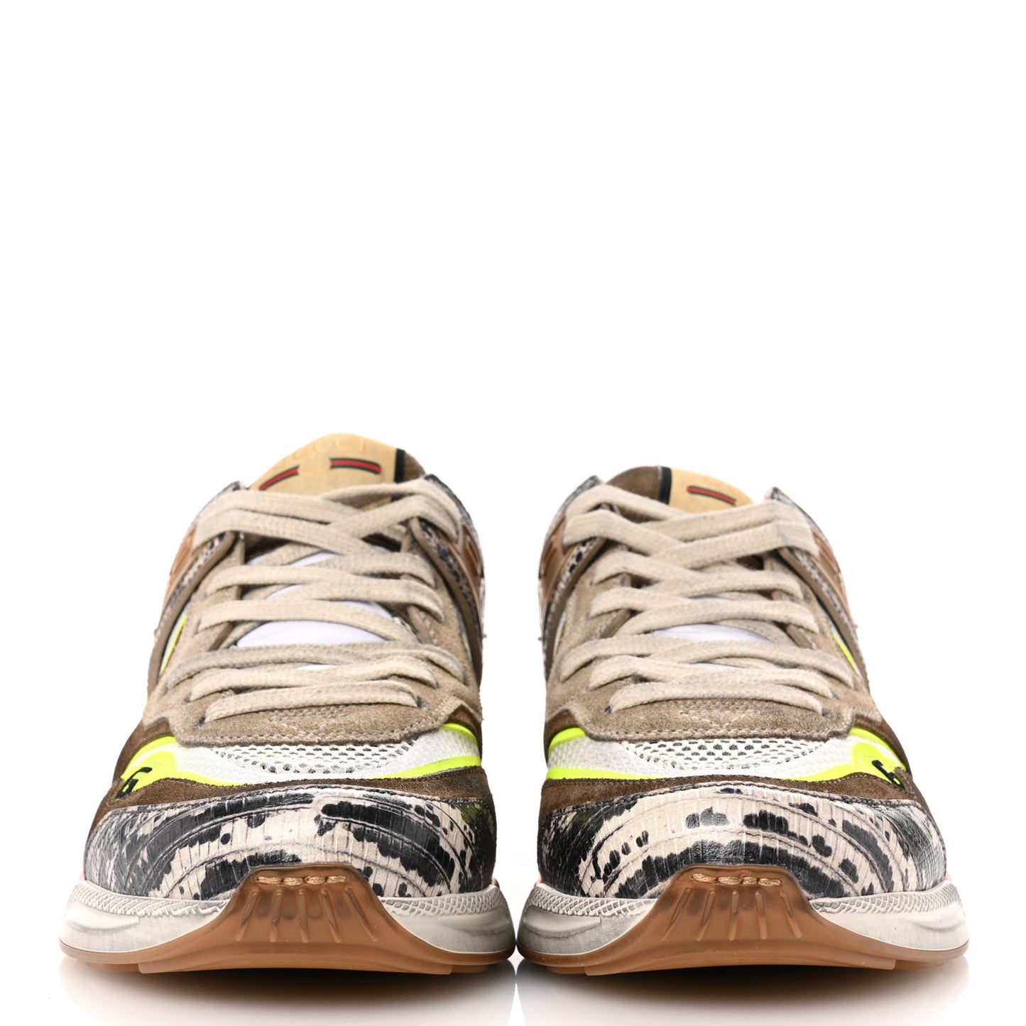 Suede Calfskin Tejus Printed Womens Ultrapace Sneakers 37 Natural Ardesia Neon Yellow