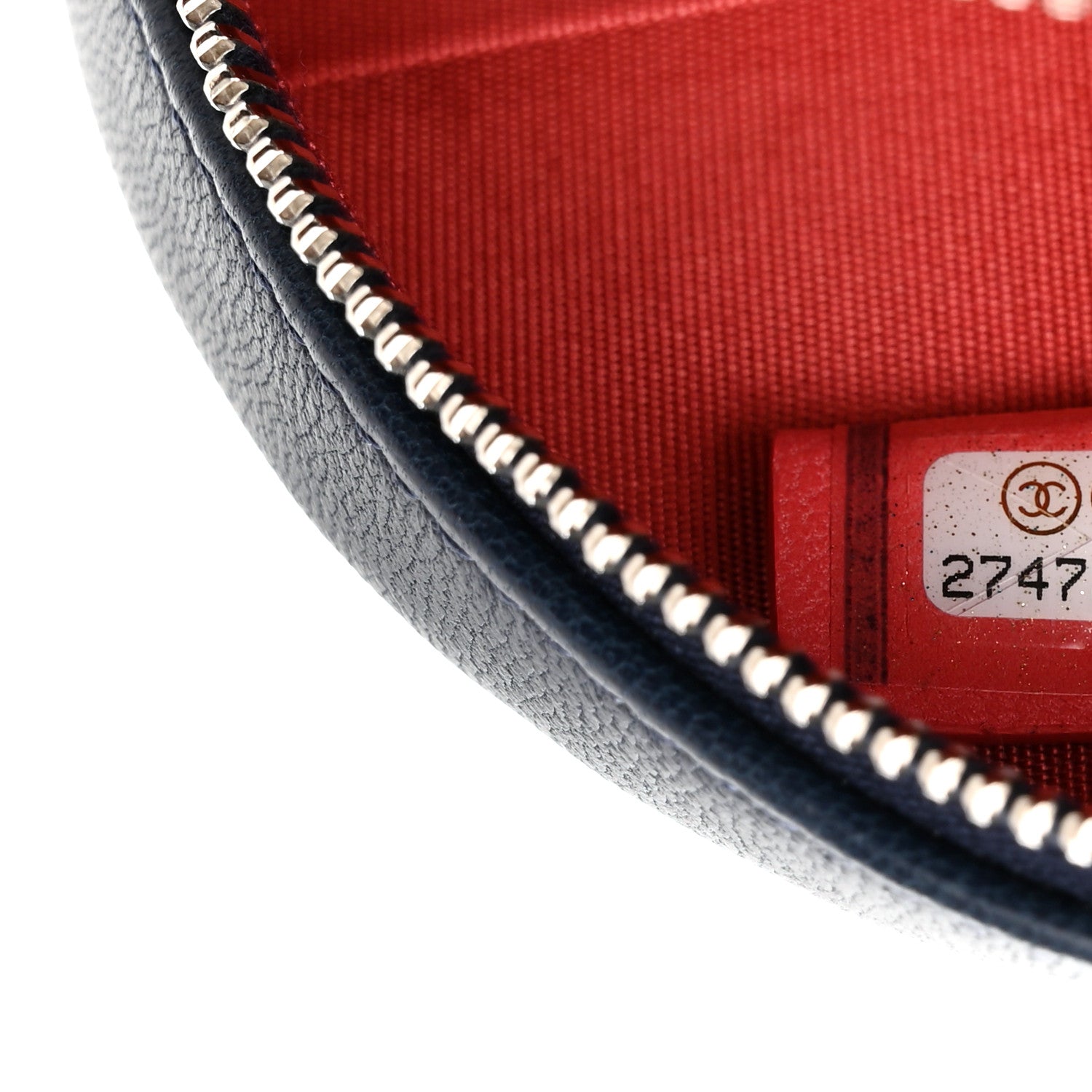 Chanel Lambskin Quilted Round Clutch With Chain Navy Pink 7 of 10