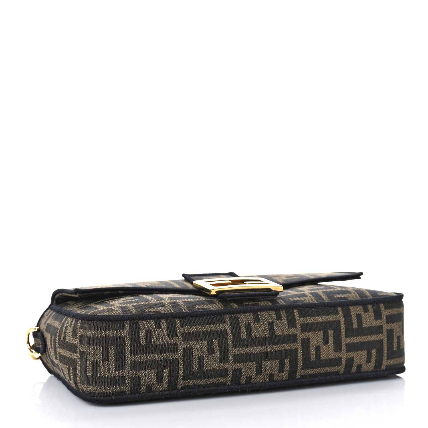 Fendi Fabric Jacquard FF 1974 Medium Baguette Tobacco Moro Black 4 of 9