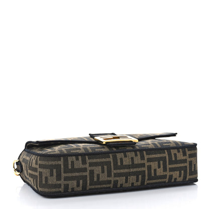 Fendi Fabric Jacquard FF 1974 Medium Baguette Tobacco Moro Black 4 of 9