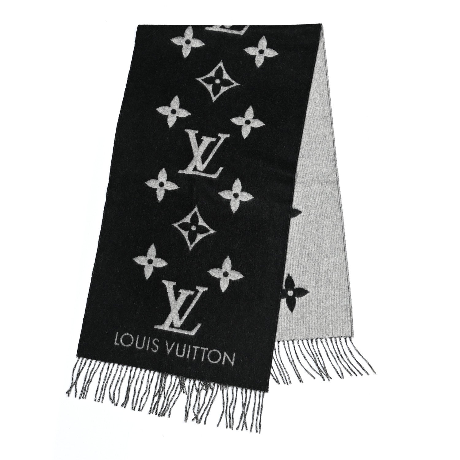 Louis Vuitton Cashmere Monogram Reykjavik Scarf Black 2 of 5