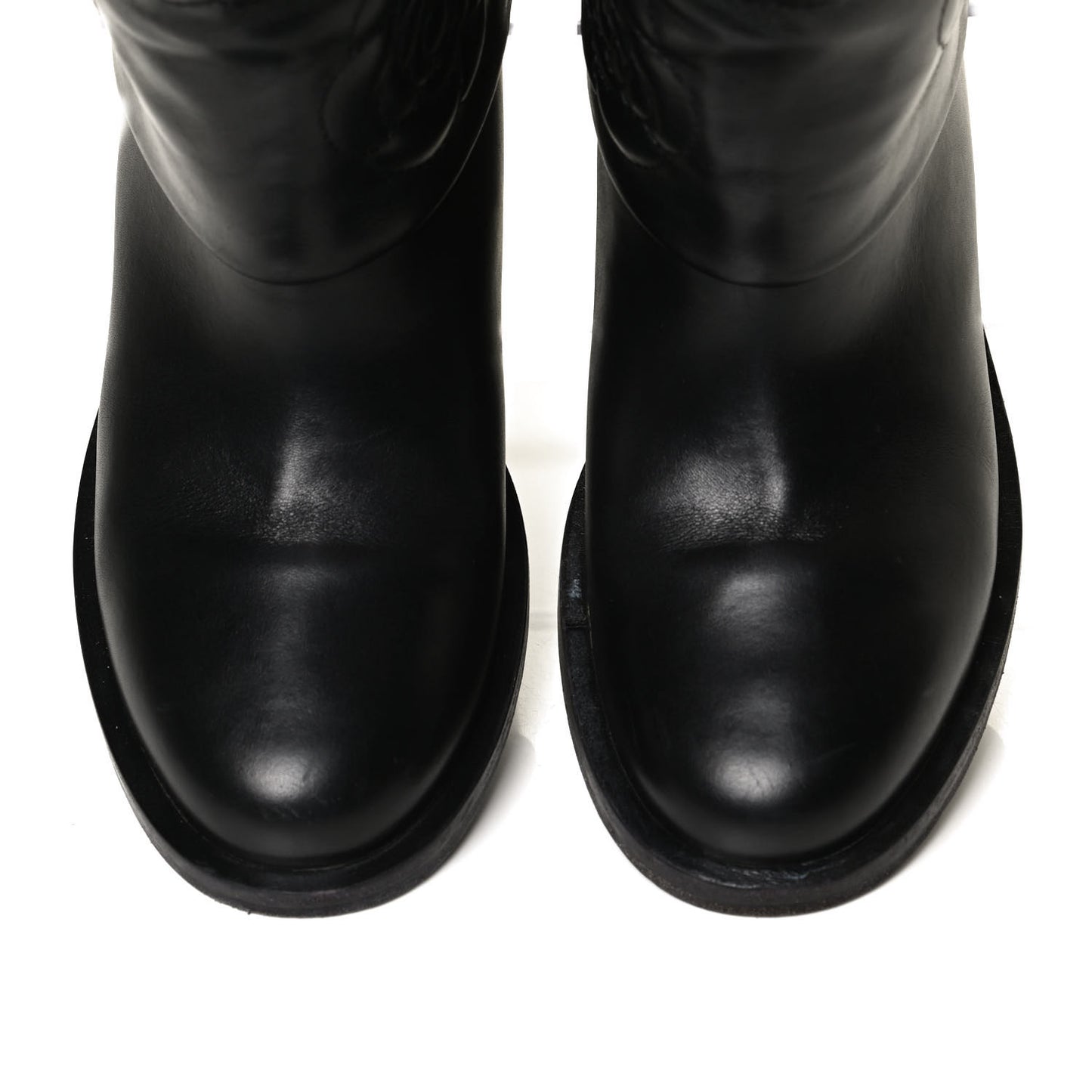 Calfskin Camellia Short Boots 38 Black