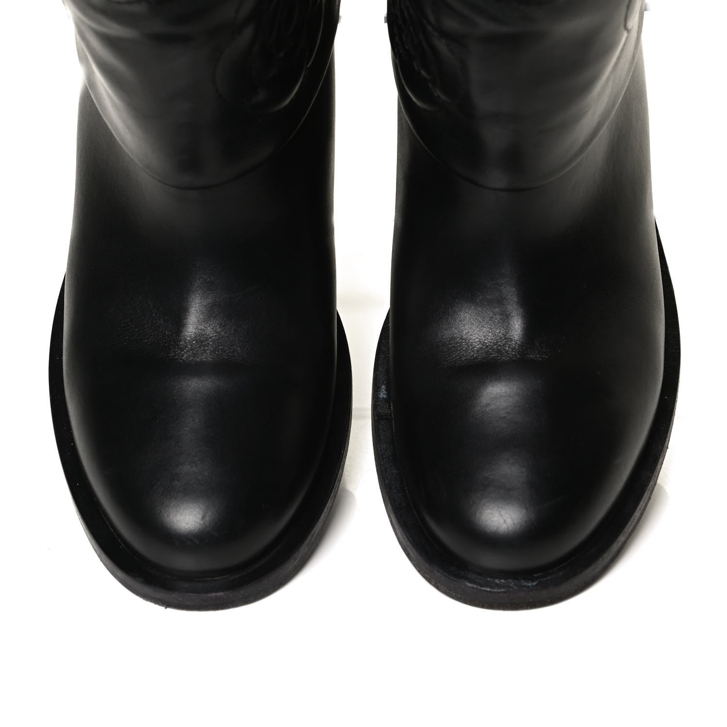 Chanel Calfskin Camellia Short Boots 38 Black 12 of 13
