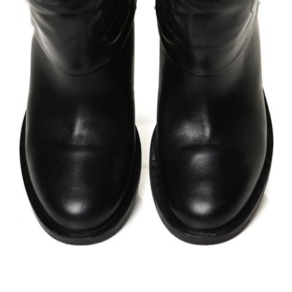 Chanel Calfskin Camellia Short Boots 38 Black 12 of 13