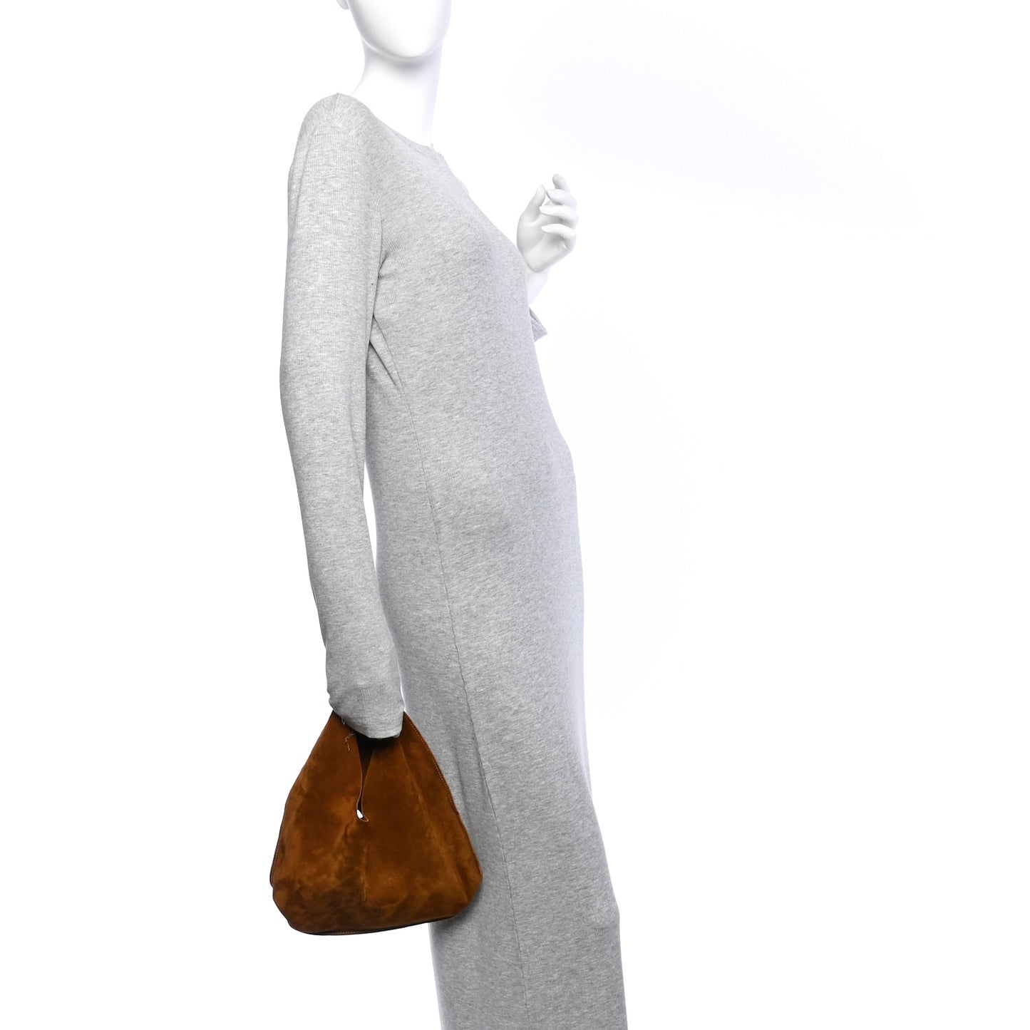 Suede Small Bindle Bag Bistre Ecru
