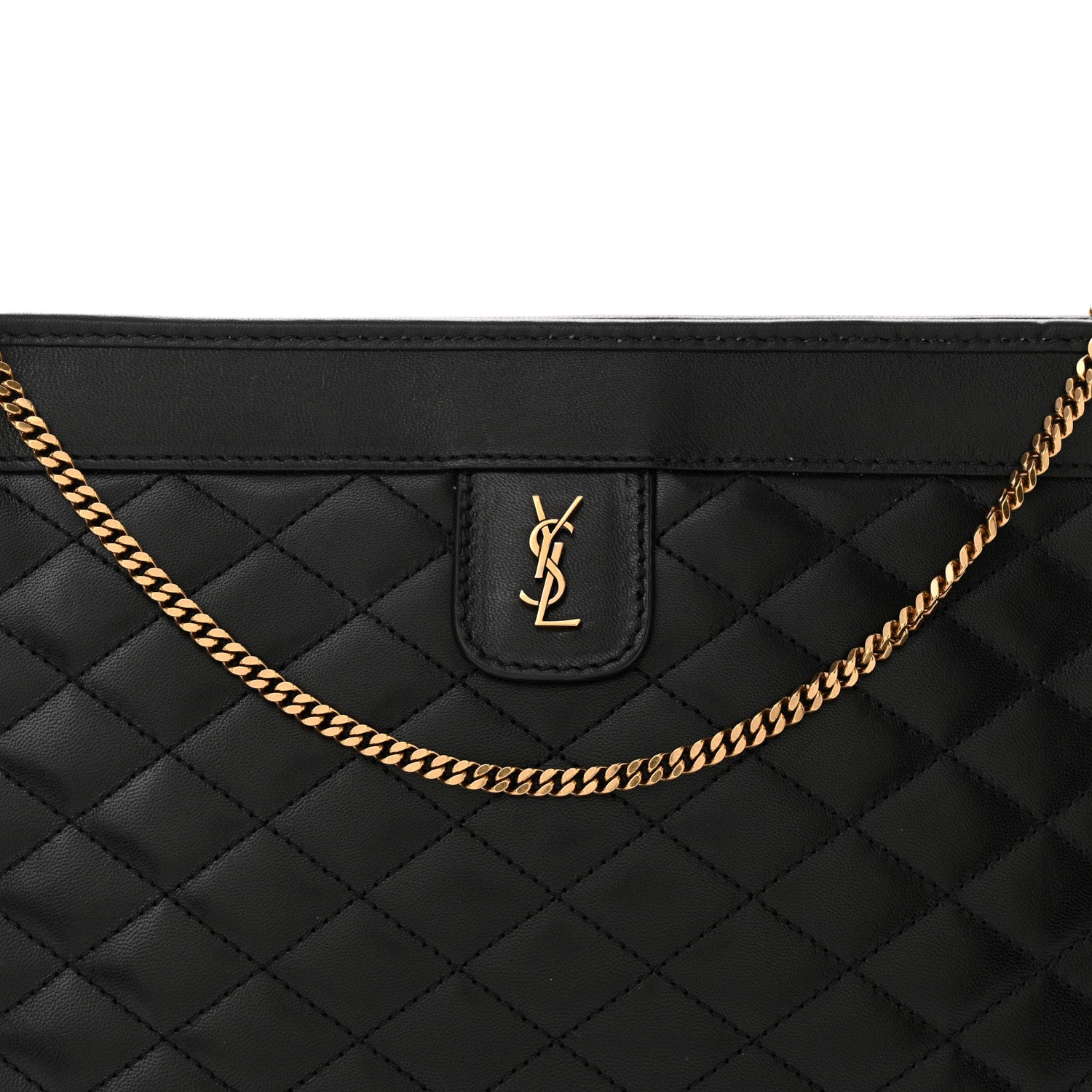 Saint Laurent Lambskin Quilted Monogram Baby Victoire Chain Clutch Bag Black 8 of 11