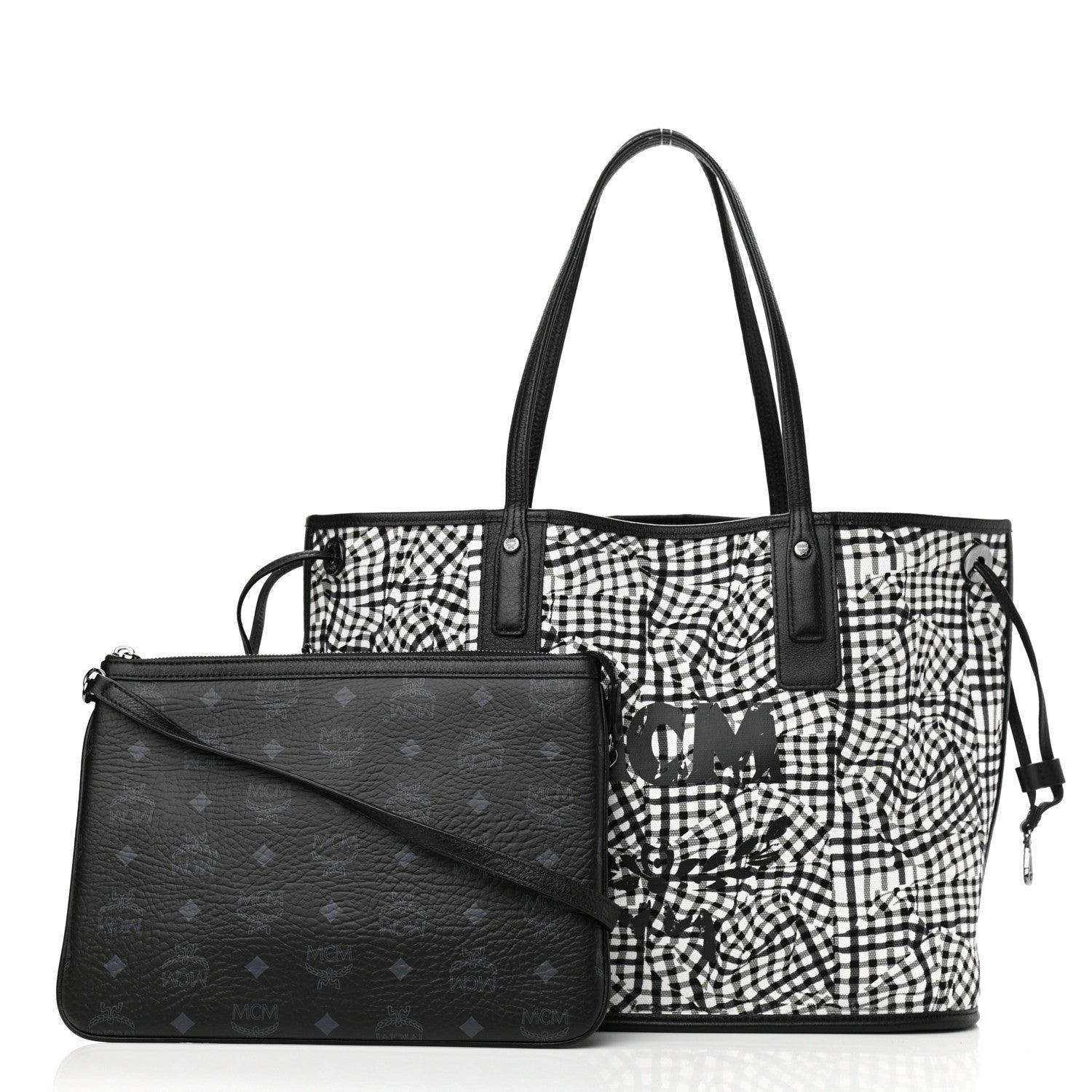 MCM Visetos Medium Reversible Shopper Tote Black 3 of 20
