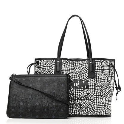 MCM Visetos Medium Reversible Shopper Tote Black 3 of 20