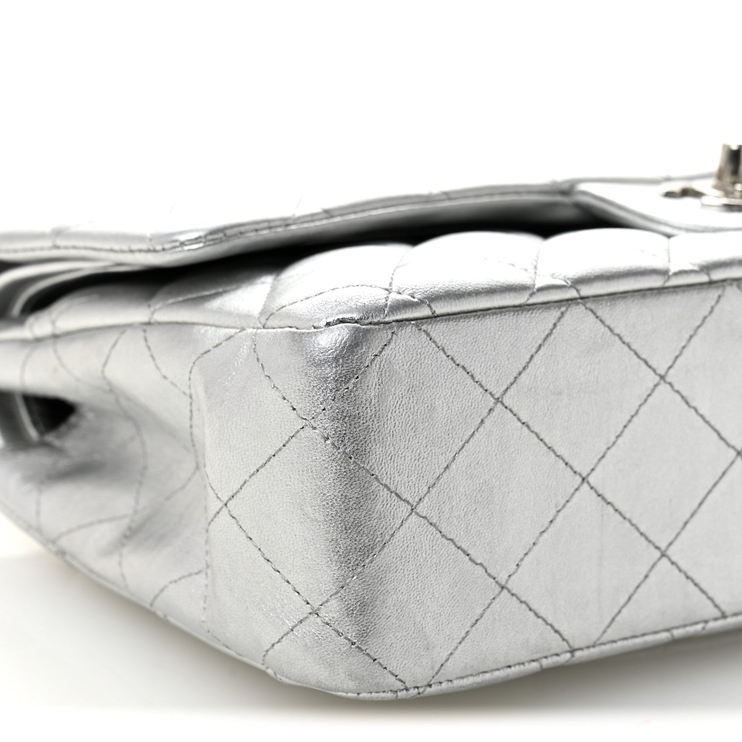 Chanel Metallic Lambskin Quilted Medium Double Flap Silver 8 of 11
