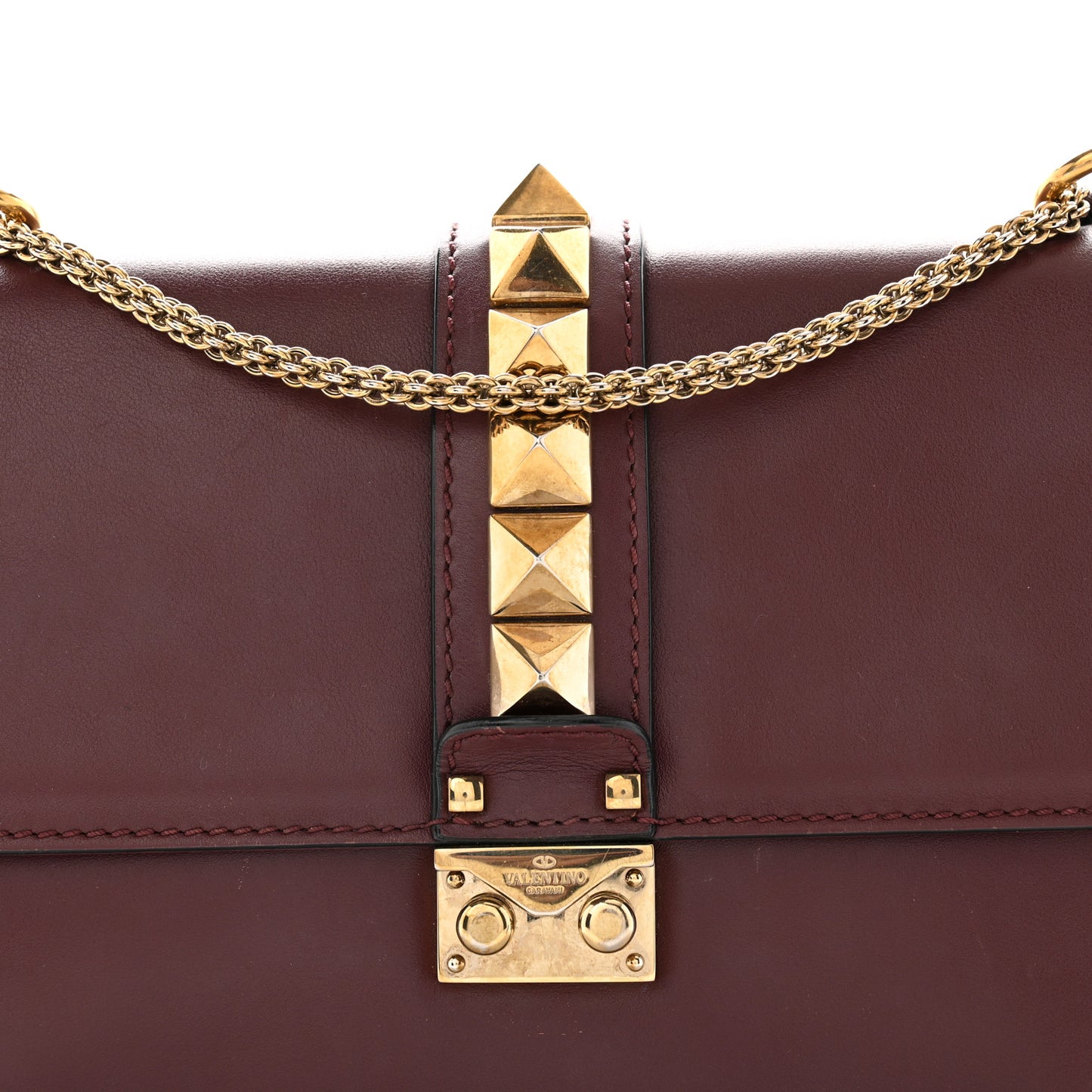 Vitello Medium Glam Lock Rockstud Flap Rubin