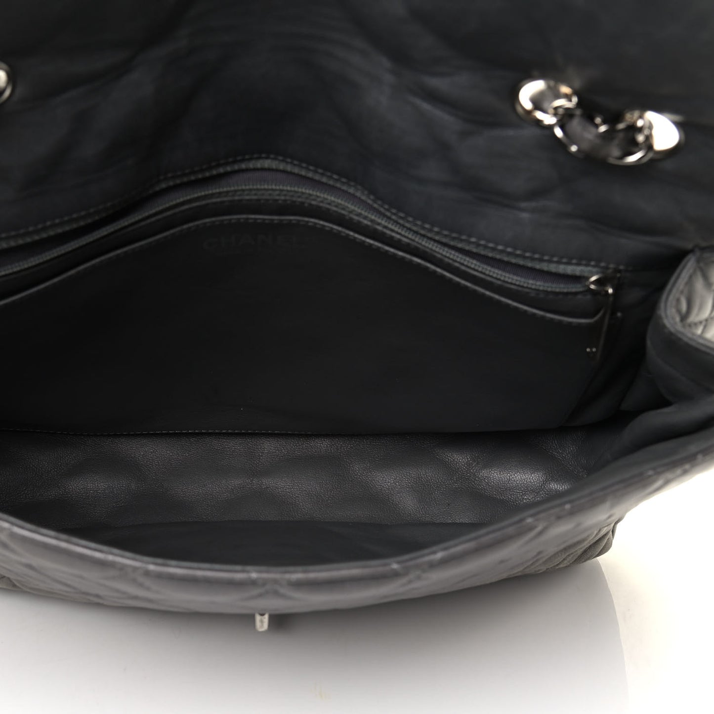 Lambskin Quilted Jumbo Single Flap Grey