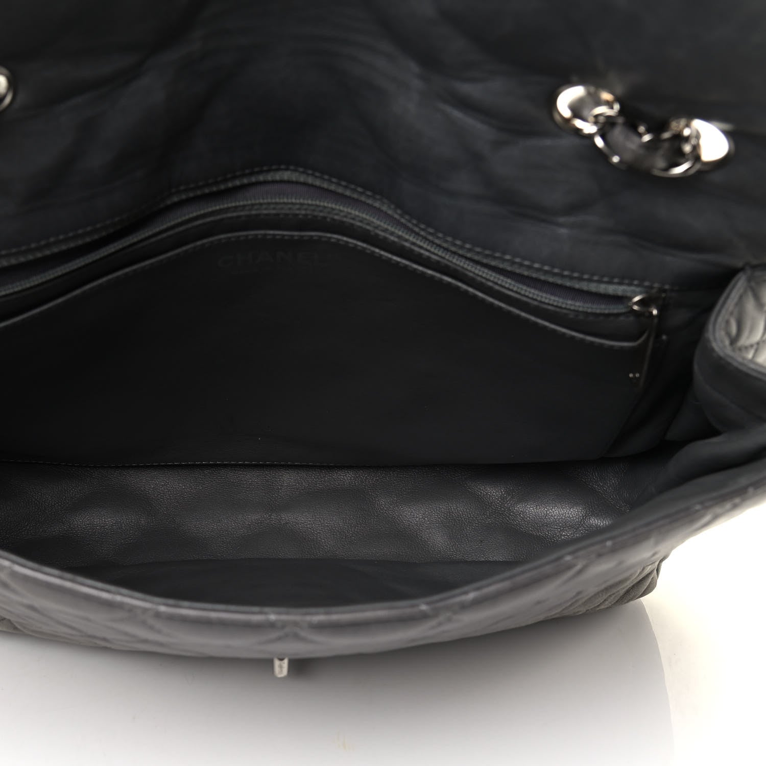 Chanel Lambskin Quilted Jumbo Single Flap Grey 7 of 8