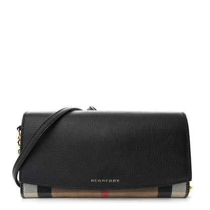 Burberry Calfskin House Check Henley Wallet On Chain Black 1 of 13