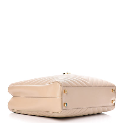 Saint Laurent Grain De Poudre Matelasse Chevron Monogram Shopping Bag Nude Powder 4 of 17