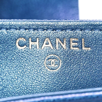 Chanel Iridescent Caviar Quilted Classic Strap Pouch Dark Blue 7 of 11