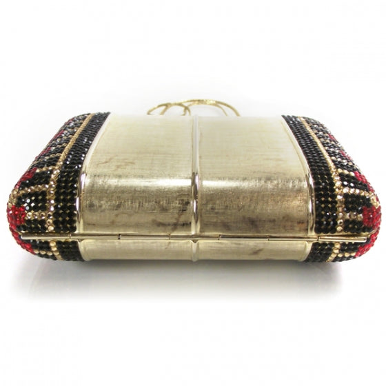 Judith Leiber Swarovski Crystal Minaudiere Clutch Brushed Gold 5 of 8