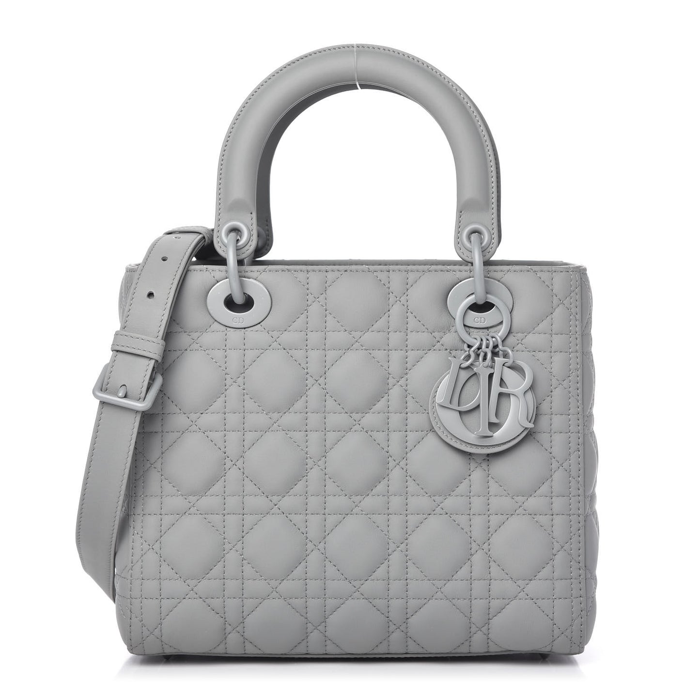 Ultra Matte Calfskin Cannage Medium Lady Dior Grey Stone