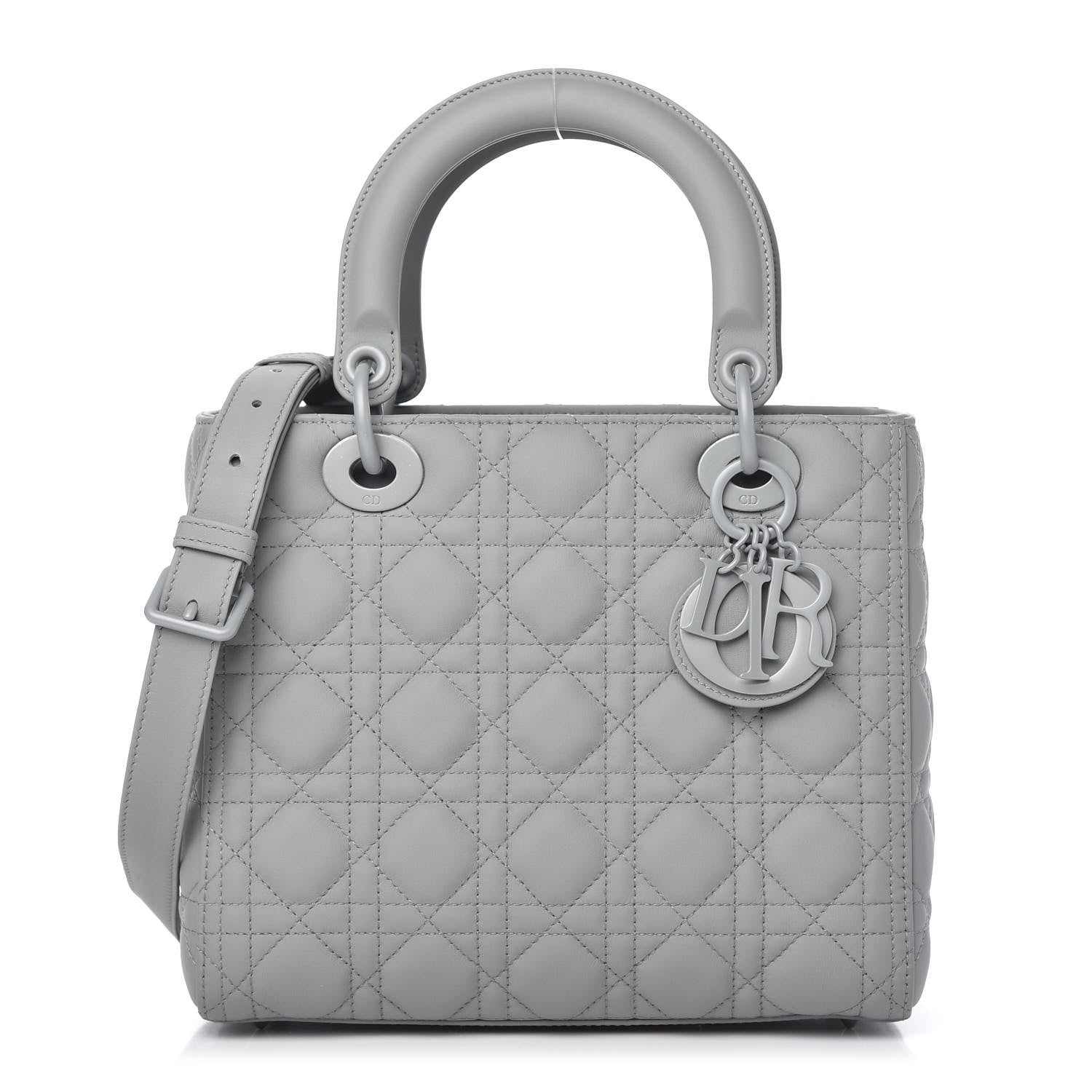 Christian Dior Ultra Matte Calfskin Cannage Medium Lady Dior Grey Stone 1 of 11