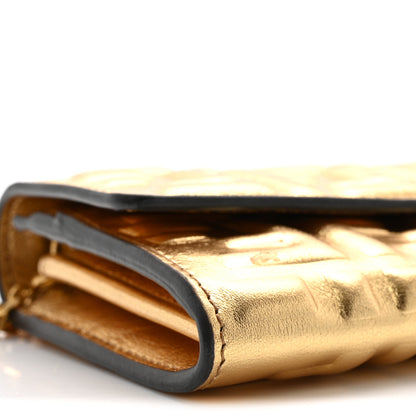 Fendi Vitello Catalan Mirror FF 1974 Embossed Continental Wallet on Chain Gold 8 of 9