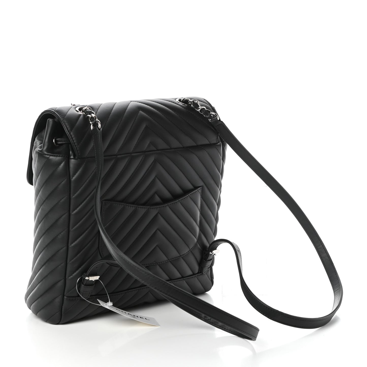 Calfskin Chevron Quilted Large Urban Spirit Backpack Black
