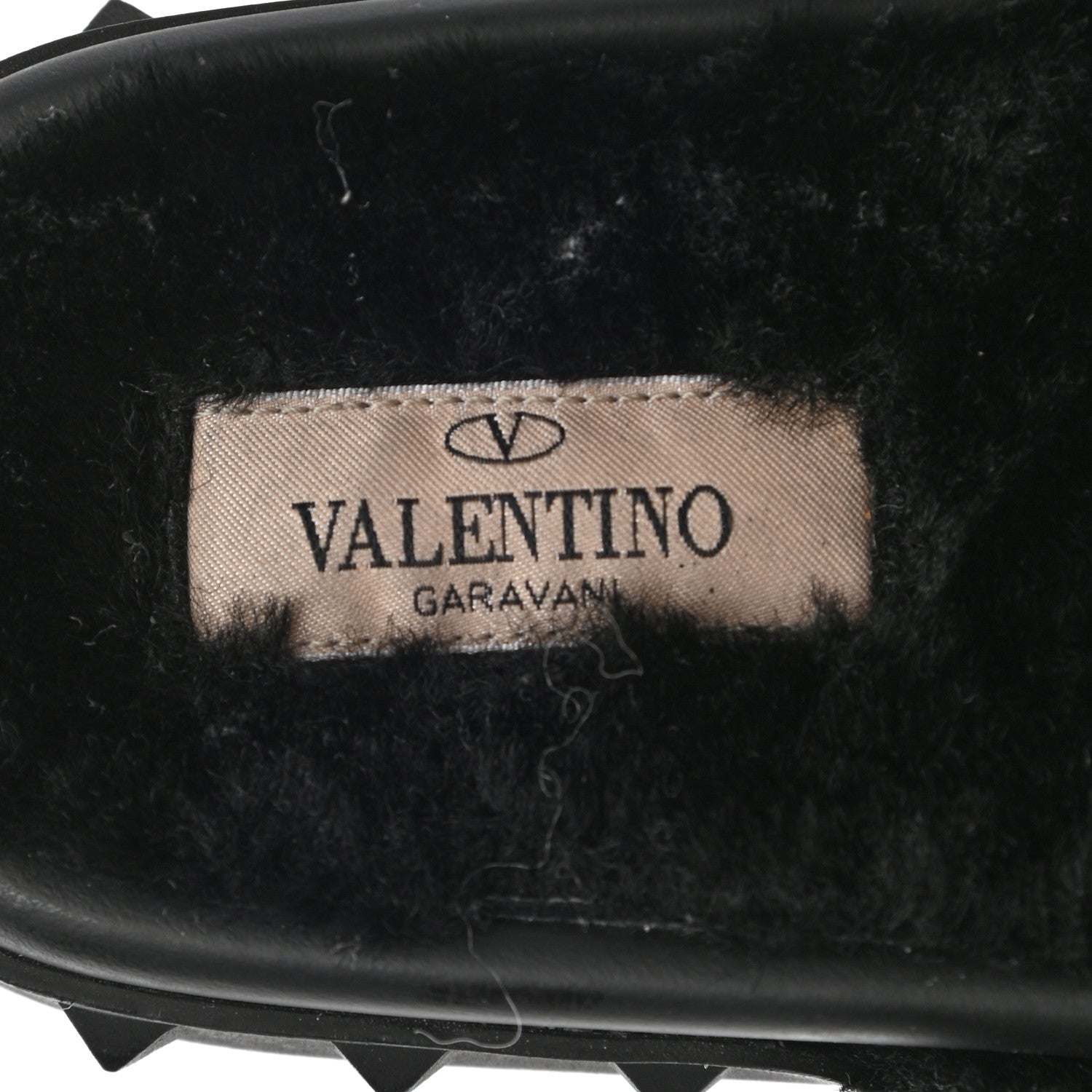 Valentino Garavani Shearling Rockstud Slide Sandals 38 Black 7 of 8