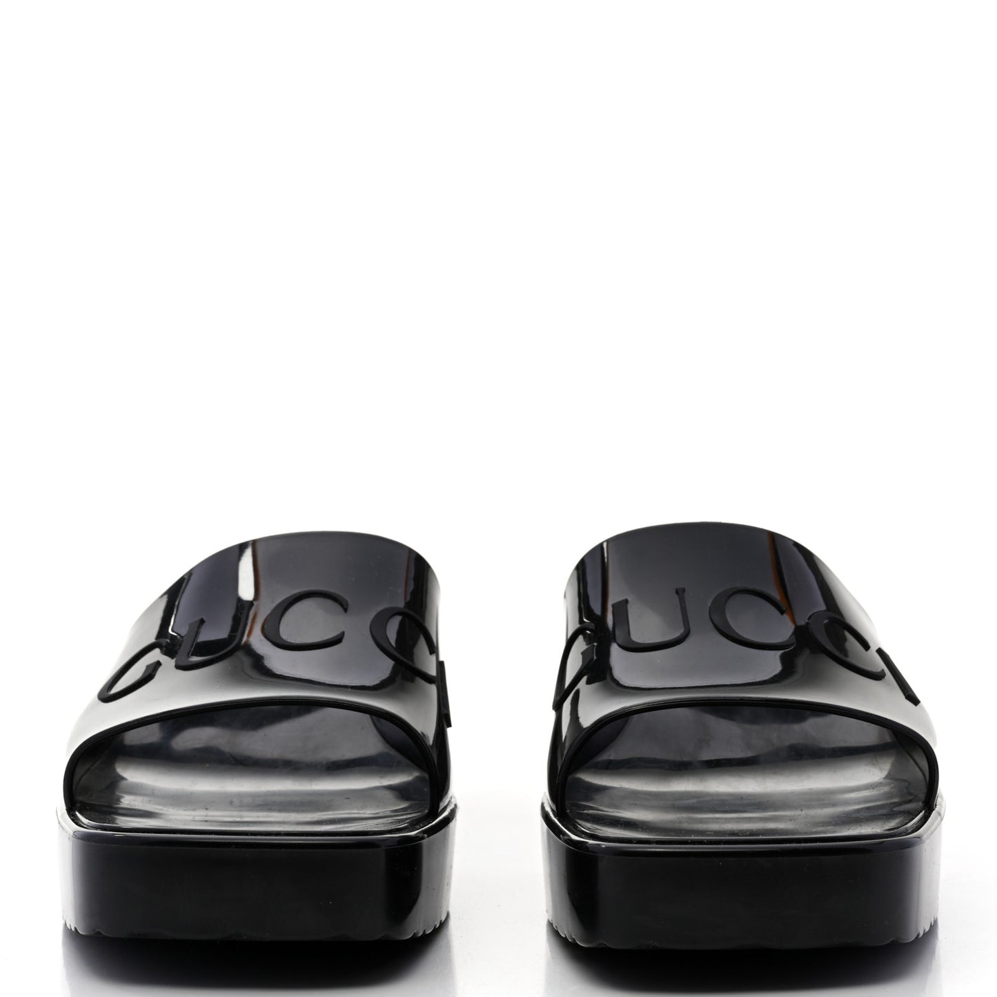 Rubber Gucci Logo Womens Platform 20/60mm Slide Sandals 41 Black