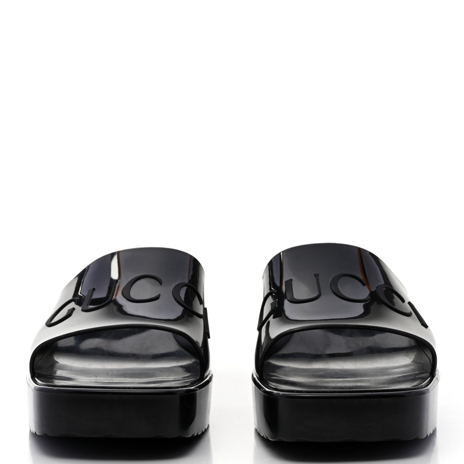 Gucci Rubber Gucci Logo Womens Platform 20/60mm Slide Sandals 41 Black 2 of 9