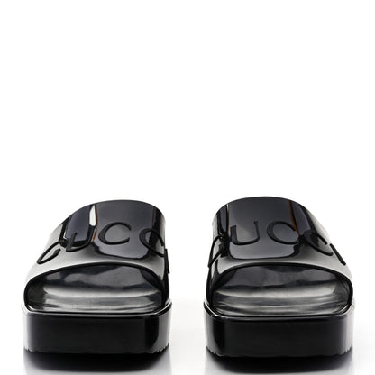 Gucci Rubber Gucci Logo Womens Platform 20/60mm Slide Sandals 41 Black 2 of 9