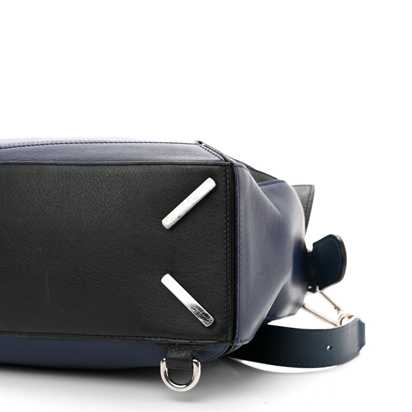 Calfskin Colorblock Small Puzzle Bag Blue