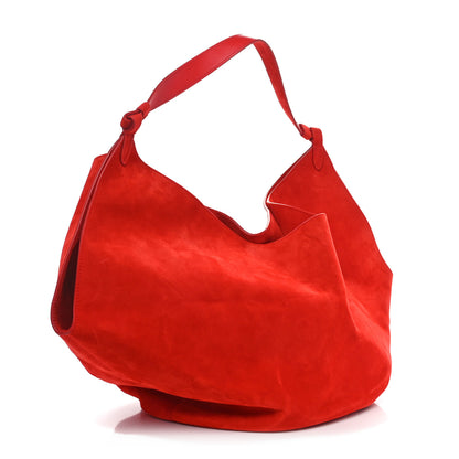 Khaite Suede Calfskin Medium Lotus Tote Red 3 of 10