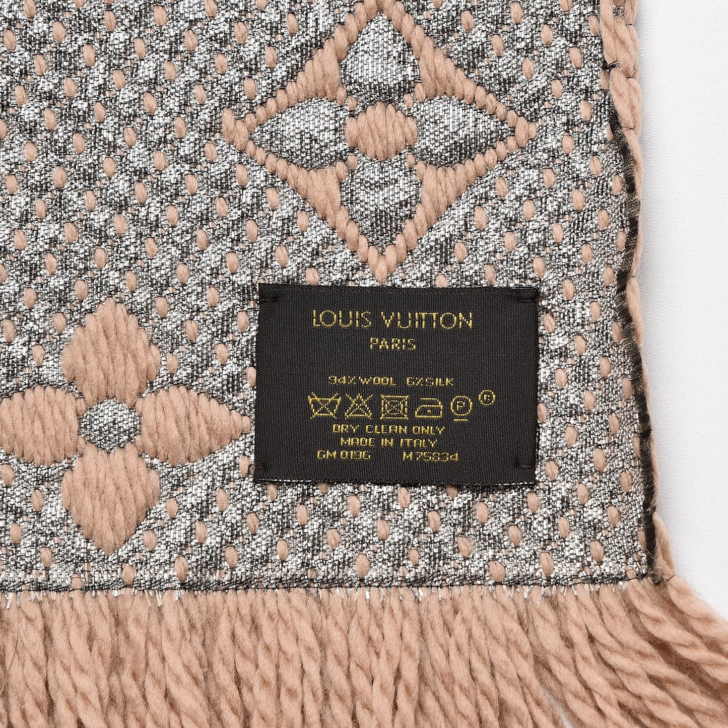 Wool Silk Logomania Shine Scarf Beige