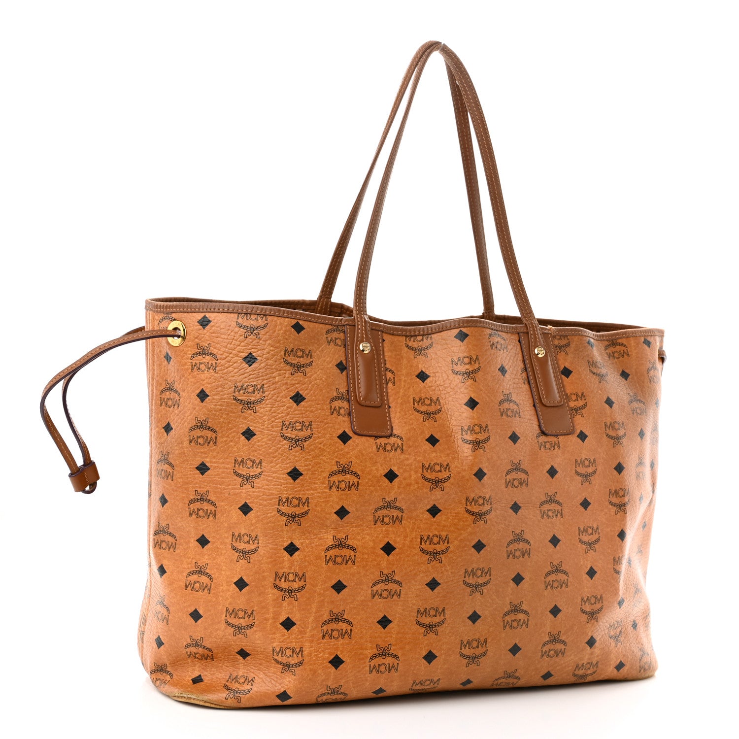 MCM Visetos Large Liz Reversible Shopper Tote Cognac 4 of 26
