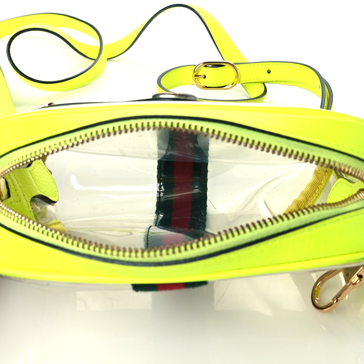Gucci Vinyl Web Mini Ophidia Transparent Shoulder Bag Yellow Fluo 5 of 11